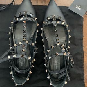 Valentino Noir Rockstud Cage Flats
